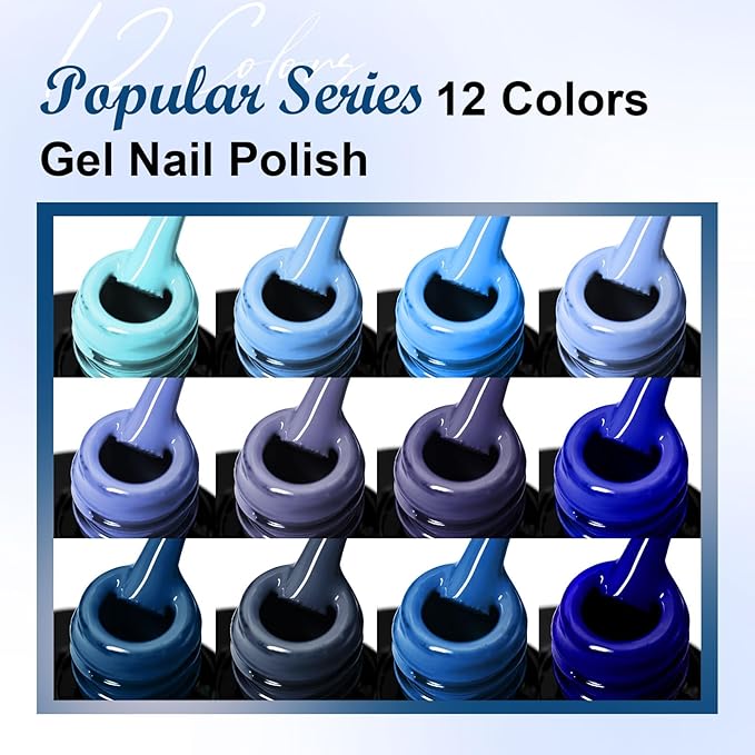 MEET ACROSS 12PCS Gel Nail Polish Set, 12 Colors Gel Nail Kit Art Design Soak Off UV LED,Nail Art Design Gifts for Women (SET-3, 12PCS)