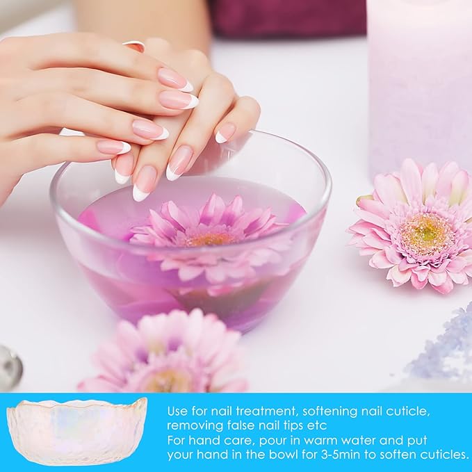 Glass Nail Soaking Bowl, Finger Soaking Spa Bowl, Nail Art Remover Soak Soaker Treatment Bowl, Nail Art Tips Bowl for Fingernail Toenail Caring Polish Removal