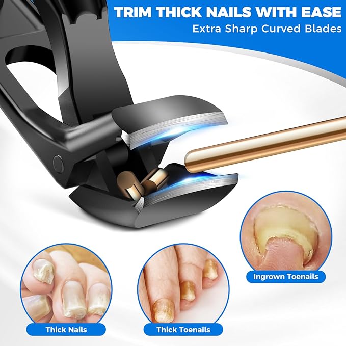 Toenail Clippers for Thick Toenails, Large Toe Nail Clippers for Men Seniors Thick Nails, Heavy Duty Nail Clippers with Catcher, No Splash Fingernail Clipper Nail Cutter Gifts for Men Women Adult