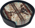6 Pcs Cowhide Print Western Leather Coasters - Image 5