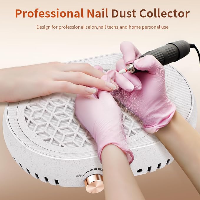 Nail Dust Collector for Nail Tech,Compact Vacuum Cleaner Turbo Fan Quiet & Powerful Suction Filing Debris Extractor for Acrylic Nail Polishing,Reusable Filter,Must Have Nails Art Tools & Accessories