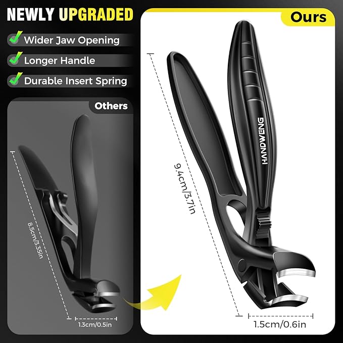 2025 Upgraded Toenail Clippers for Seniors Thick Toenails, Angled Head Large Toe Nail Clippers for Men with Catcher, Heavy Duty Sharp Fingernail Clipper with Long Handle, Wide Jaw