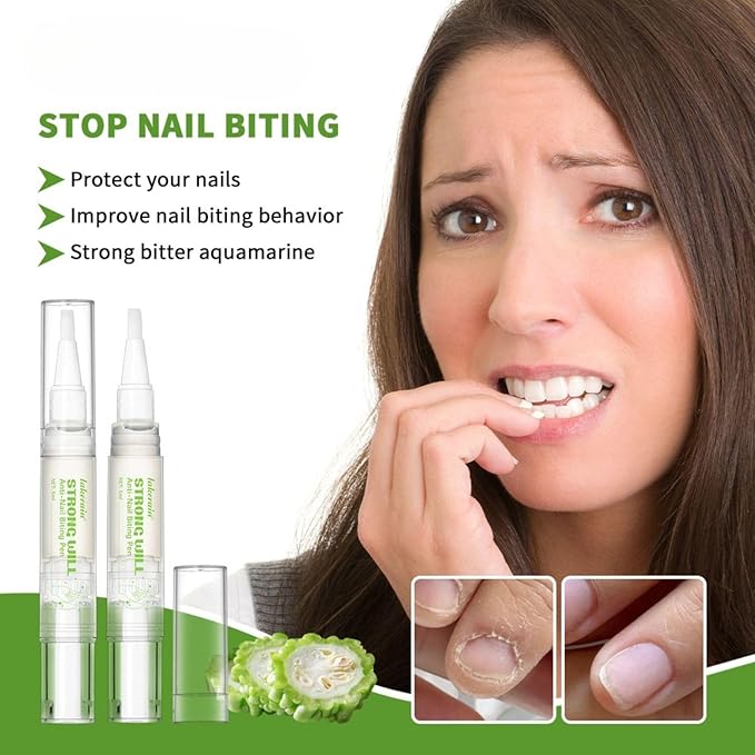 Nail Biting Prevention for Kids & Adults - Anti-Nail Biting Pen, Bitter Tast Nail Polish, 2-in-1 Nail Strengthener & Repair, Thumb Sucking Deterrent