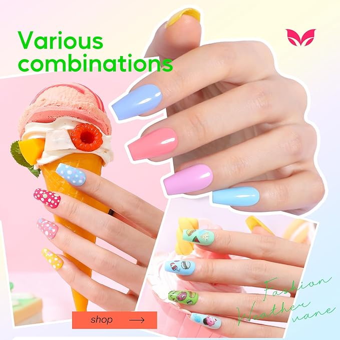 Nail Polish Set Fingernail: Pastel Macaron Rainbow Nail Polish Kit Regular Neon Air Quick Dry Nail Polish Pack for Women Nail Art Design Gift Holiday Party 0.27oz