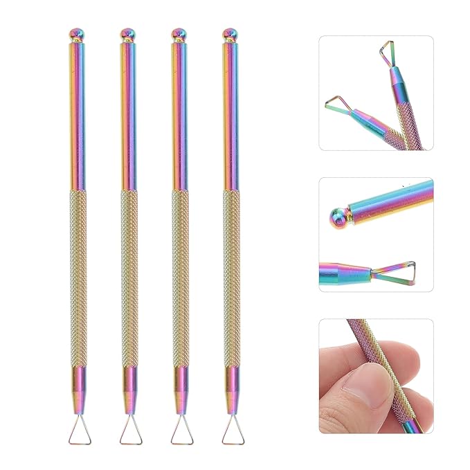 Nail Cuticle Pusher 4pcs Stainless Steel Cuticle Peeler Triangle Cuticle Scraper Gel Nail Polish Remover Trimmer Nail Care Stick Tool for Beauty