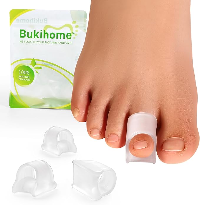Bukihome Hammertoe Corrector - 6 Pack Toe Straightener to Curled Toes, Broken toe, Bunion Corrector for Women and Men, 3 Different Size (Clear)
