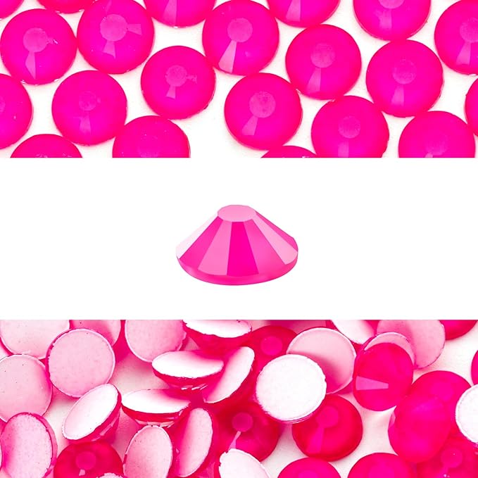 Novani 3000 Pieces Flatback Rhinestones Glass Round Gems Neon-Rose Crystals for Nail Art DIY Crafts Clothes Shoes,SS6,1.9-2.0mm