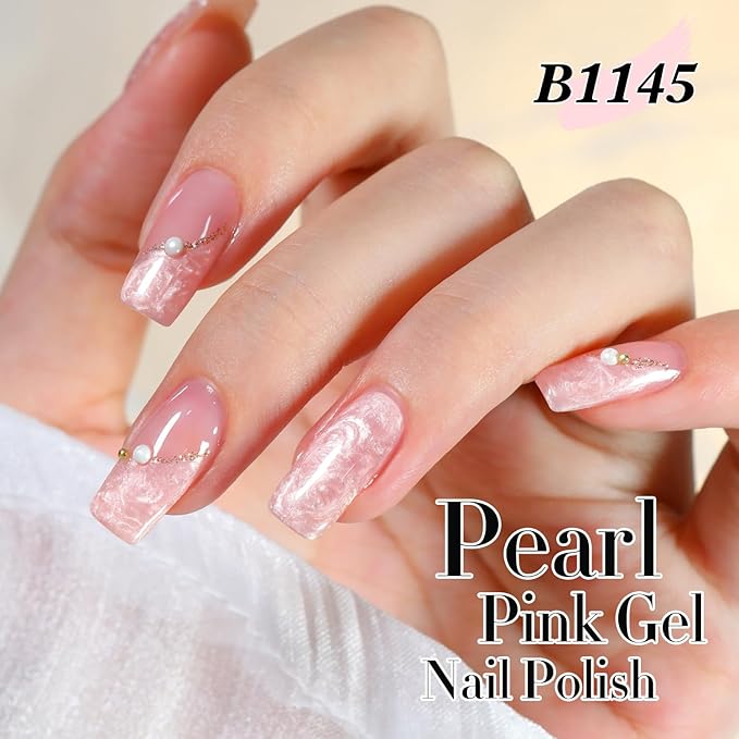 Double Rhythm Gel Nail Polish Set of 6 Colors Baby Light Pastel Milky Nail Polish Starter Kit Art DIY Salon Home (Pearl White Pink Green Blue Yellow Purple,Kit 30)