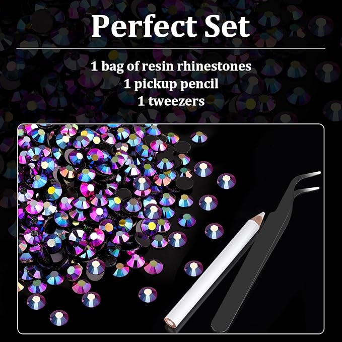 5000pcs 5mm Resin Rhinestones Bulk, Purplish Black AB Flatback Round Jelly Rhinestones Non Hotfix Crystal Gems Large Quantity Wholesale for DIY Crafts Clothes Bottles Face Makeup Manicure