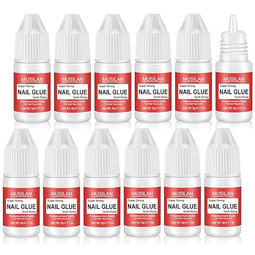 12 Bottle 5g Nail Glue,Super Strong Nail Glue for Press On Nails,Professional Upgrade Safety & Quick Dry Nail Gel for Acrylic Nails Tips & False Nail Long Lasting for Stick On Broken
