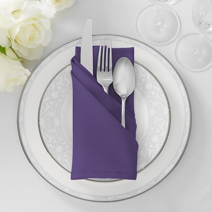 Lann's Linens Set of 12 Cloth Dinner Napkins, 20-inch Polyester Napkins - Image 4