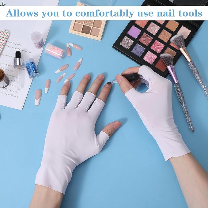 Gloves for Gel Manicure Protection, Gel Nail Gloves for Nails, Professional Fingerless Protection Glove for Home DIY & Salon Use, Nail Art Accessories, Purple