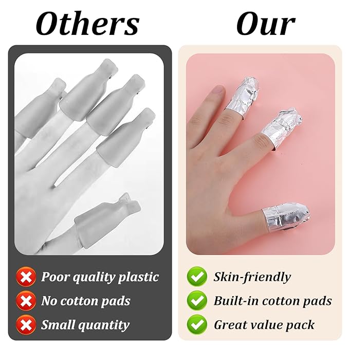 Giantree 200 Pcs Nail Foil, Nail Polish Remover Gel Nail Foil Wraps for Nails, Soak Off Foils Cotton Pads Gel Polish Remover for Soak off Gel Polish Removing at Home(200PCS)
