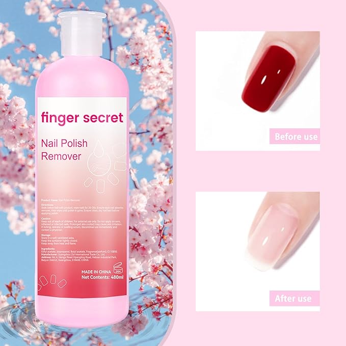 Nail Polish Remover for Nails,finger secret Nail Polish Remover 480ML,Gel Remover For Nails,Professional Gel Polish Remover for Quickly & Easily & Effectively Remove Gel Polish