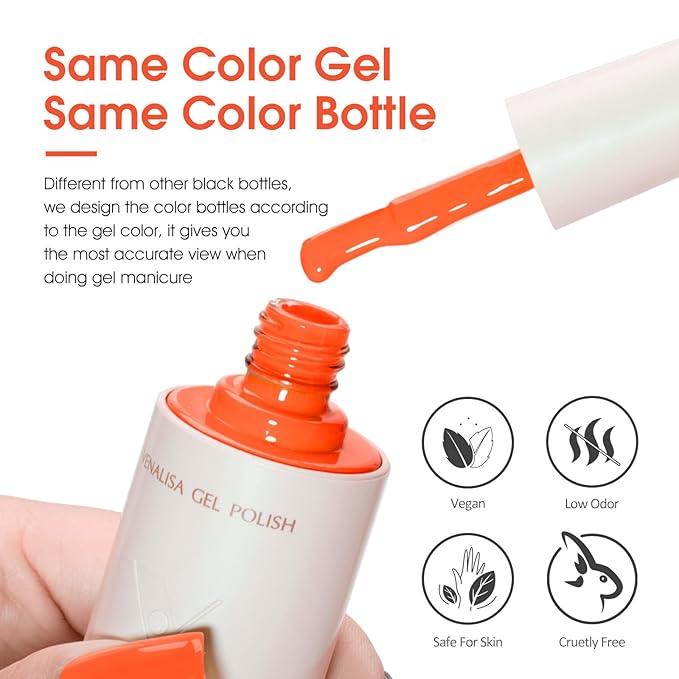 VENALISA Orange Gel Nail Polish 1 Pcs 10ML Soak Off UV Gel Salon Manicure DIY at Home Nail Art For Girls Women