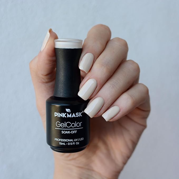 PINK MASK Gel Color Nail Polish Naked Ivory 15ml / o.5 oz - UV/LED Gel Polish, Non Wipe, Long Lasting, Soak Off Formula