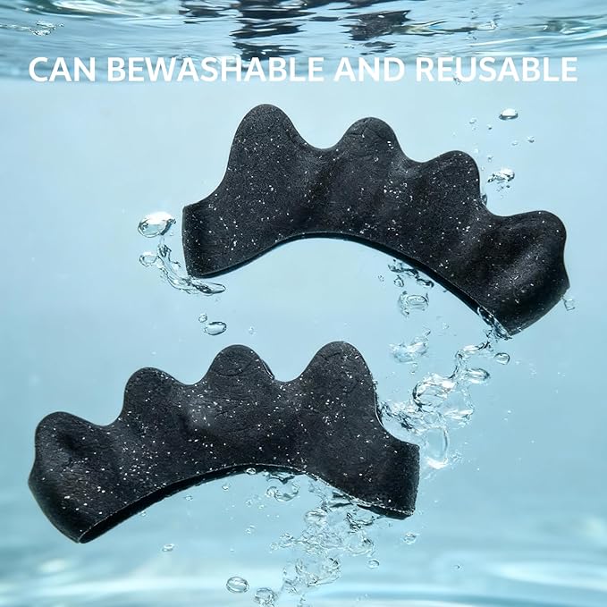 Durable Unisex Toe Separators with Sparkle Design for Yoga & Daily Use - Flexible Silicone toe Spacers for Bunions, One-Size-Fits-All for Men & Women (2PCS) (Black)