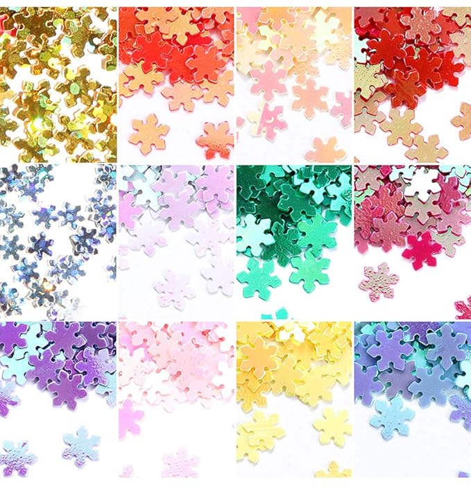 Nail Art DIY Snowflakes Glitter Sequins 3D Christmas Flower Flakes 12 Colors