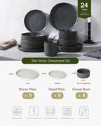 Famiware Star Ceramic Plates and Bowls Sets, Reactive Glaze Dishes - Image 3
