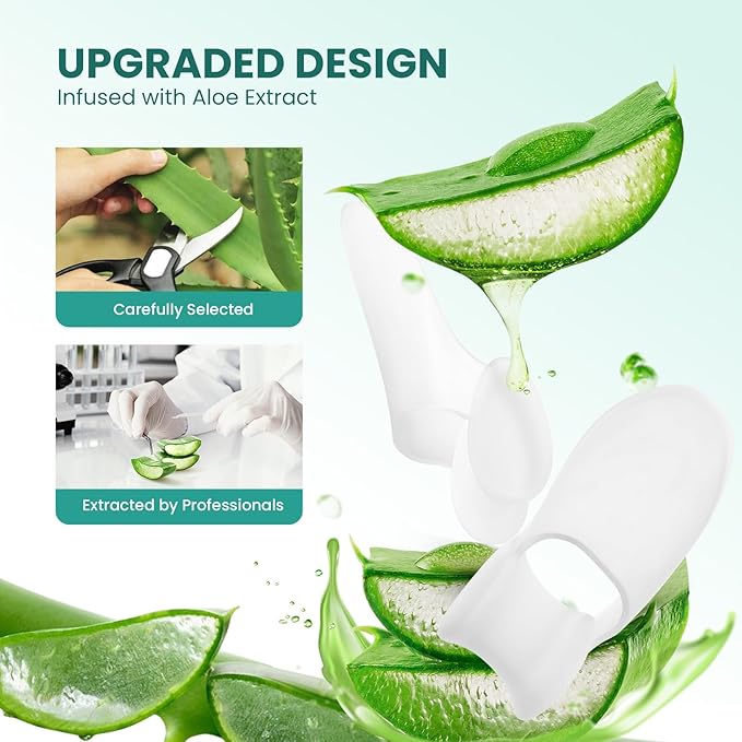 Welnove Bunion Cushion Protector, 8 Pack Aloe Vera Extract Infused Bunion Corrector with Separator, Gel Bunion Shield for Foot Pain Relief, Calluses, Relieve Foot Pain from Friction(White)