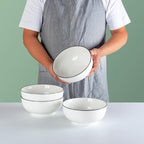 40 oz Large Soup Bowl, Pho Bowls, 7-Inch Rimmed Off-White Porcelain Bowls Set - Image 7