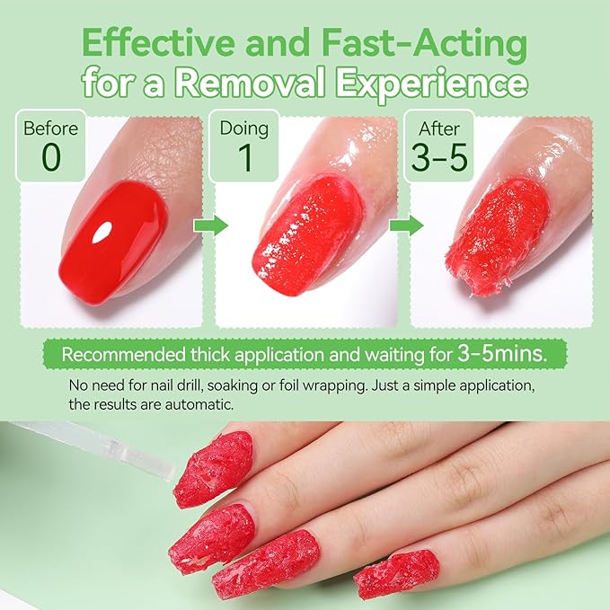 BORN PRETTY 15ML Gel Nail Remover No Need Soaking or Wrapping Gel Remover for Nails 3-5 Minutes, HEMA & TPO FREE