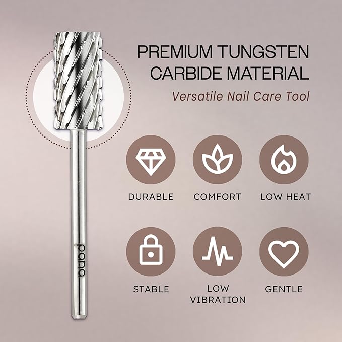 PANA Professional 3/32" Shank Size - Flat Top Large Barrel Silver Carbide Bit 3X Coarse Grit - Nail Drill Bit for Dremel Machine