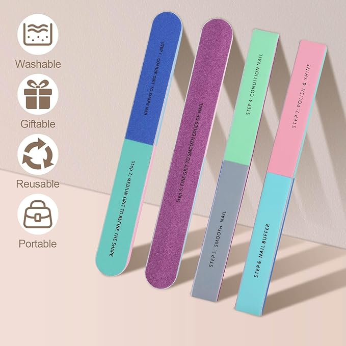 Professional Nail Buffer Block, Nail Buffer for Natural Nails, All-in-One Smooth & Buff & Shine for Nail Care, 8 Pack.