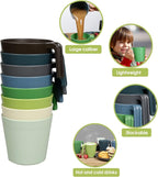 Greentainer Ribbed Drinking Glasses Coffee Mugs Set of 8, Plastic Coffee Cups - Image 3