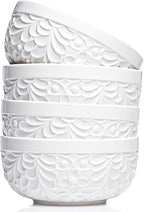 25DOL 32 oz Ceramic Bowls Set of 4 – Large Embossed Soup & Ramen Bowls by 25DOL