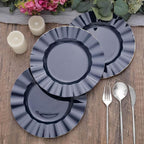 Efavormart 9" Salad Plates – Set of 10 Plastic Navy Blue Round Disposable Plates - Image 9