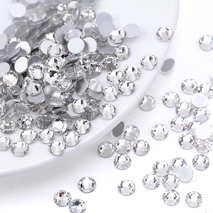 Novani Crystal Rhinestones, Flatback Loose Gemstones 288pcs Glass Rhinestones for Clothes Shoes Crafts Makeup Nail Art and DIY Decorations(SS30, Crystal Clear)