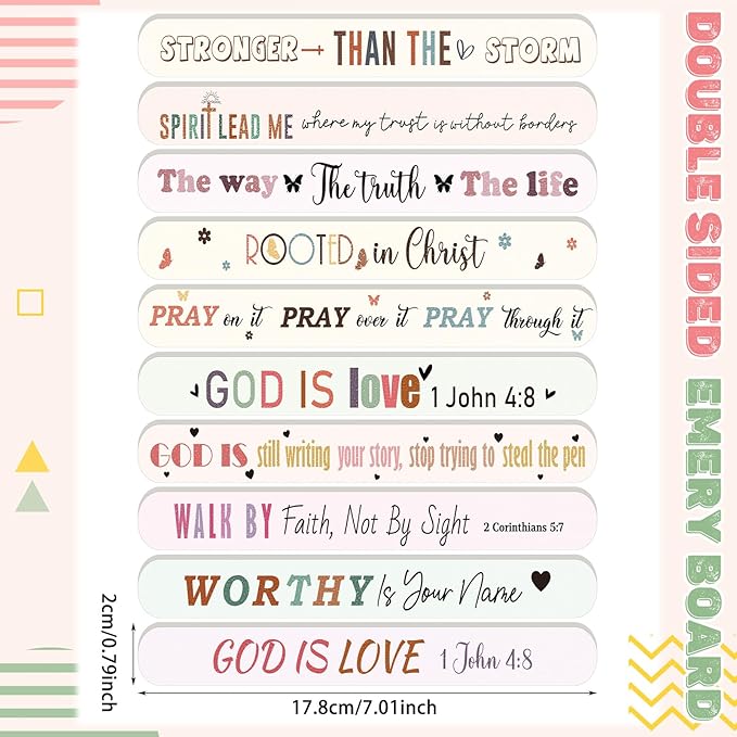 50 Pack Christian Gifts for Women Bulk Church Bible Verse Nail Files Boho Scripture Emery Boards Christian Religious Gift Nail Files for Employee Appreciation Teacher Staff Coworkers Women