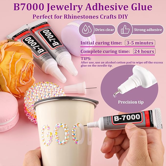 30000Pcs Resin Rhinestones for Bedazzling with Tweezers, Transparent AB Rhinestones for Crafting with B7000 Jewelry Glue for DIY Crafts Clothing Tumblers Shoes Fabric Nail Art