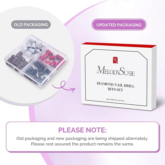 MelodySusie Nail Drill Bits, 10Pcs Diamond Sanding Bit Set with 40pcs Sanding Bands (#120#180#240 Grits) with 6.65mm Mandrel Bit, Nail Gel Polish Remover Tool for Acrylic Nails Manicure Nail Prep