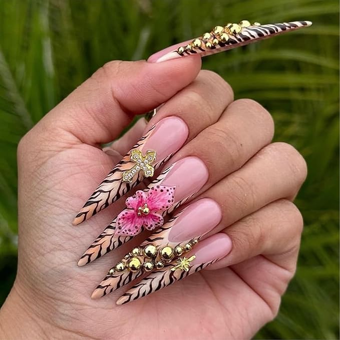 154PCS Gold Nail Charms for Acrylic Nails,Star Planet Cross Handcuffs Pins Doorknobs Puncture Golden Half Round Pearl Nail Accessories Nail Art Supplies Manicure Craft DIY