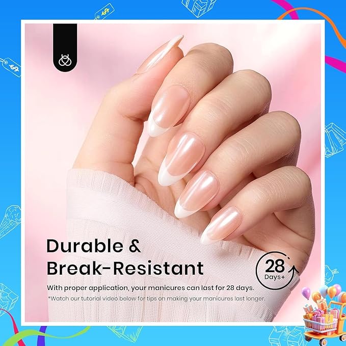 Beetles Short Almond Nail Tips: 12 Sizes 288 PCS Half Matte Full Cover Press On Gel Tips Clear Acrylic Gel Nail Tips Almond Shape for DIY Extension