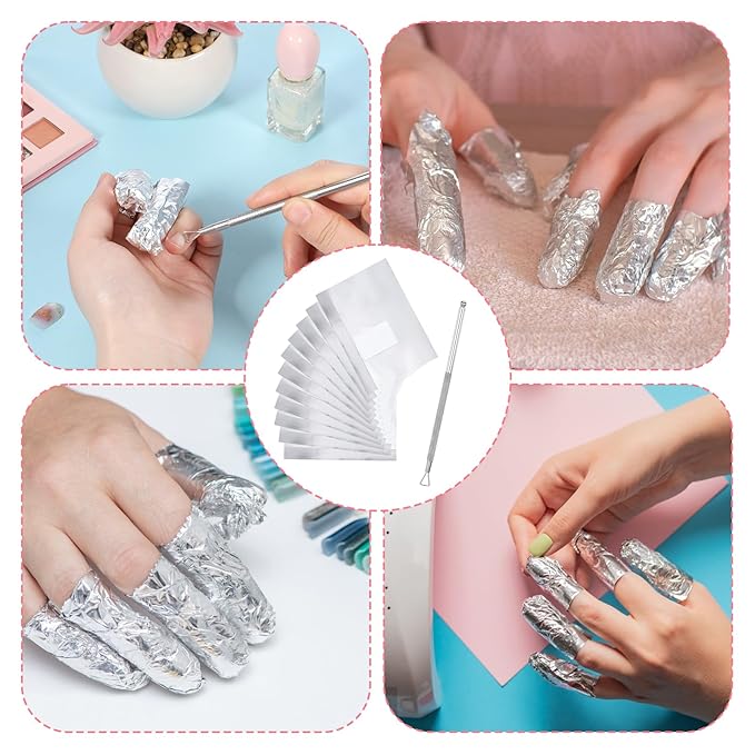 200 PCS Nail Remover Foil Wraps, Nail Foils Soak off, Gel Nails Polish Remover, Nail's Polish Removers Nails Foil Wraps with Cotton Pads (Silver)