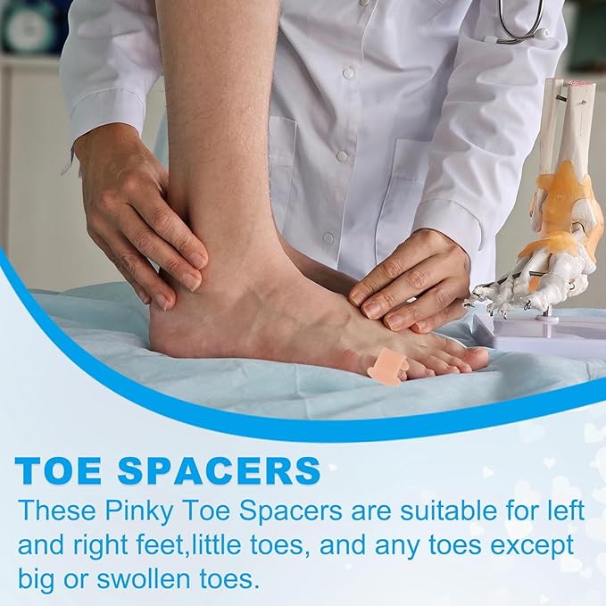 PATIKIL Pinky Toe Spacers, 12 Pcs Gel Toe Separator for Women & Men Single Loop Toe Spreader for Overlapping & Curled Little Toes Cushions Corrector & Straightener, White