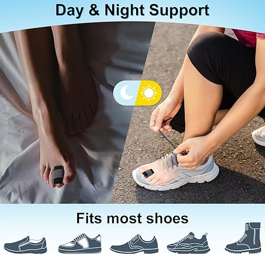 4pcs Hammer Toe Straightener with Aluminum Plate, Adjustable Hammer Toe Corrector for Women & Men,Toe Splints Wraps Relief for Curled, Bent Toes,Crooked & Broken Toes(Large)