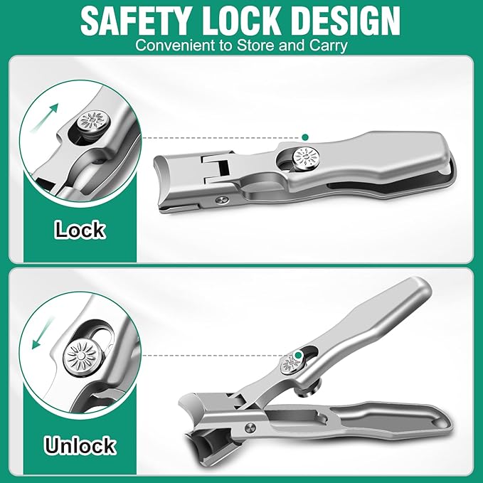 Nail Clippers for Men with Catcher, Large Wide Opening Toenail Clippers for Seniors Thick Toenails, Heavy Duty Sharp Stainless Steel Toe Nail Clippers with Long Handle Gifts for Men Women