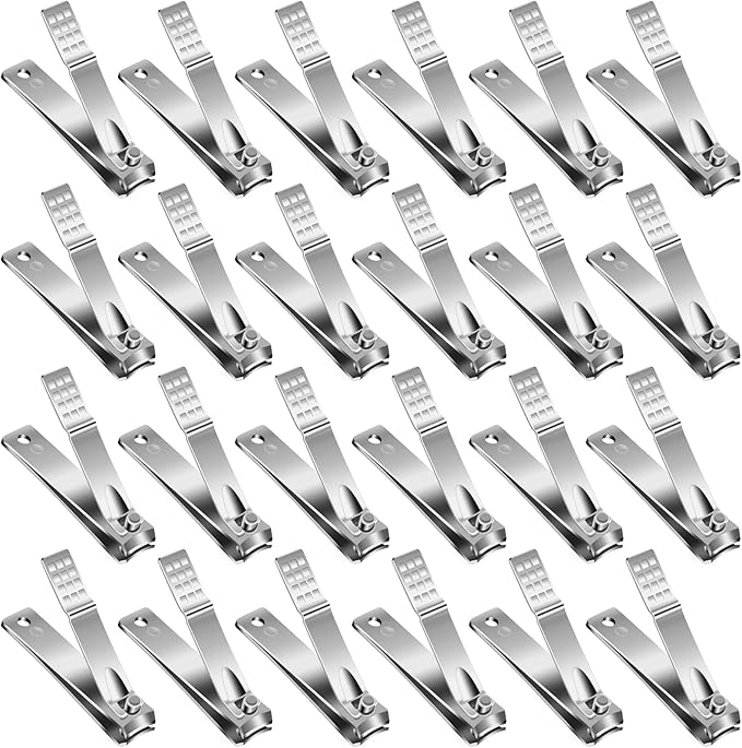 Nail Clippers Set,24 Pack Stainless Steel Nail Clippers Bulk,Silver Nail Cutter,Ultra Sharp Sturdy Fingernail Clippers and Toenail Clippers for Women Men(24 Pcs-Silver)