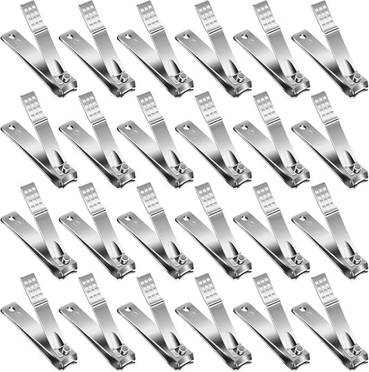Nail Clippers Set,24 Pack Stainless Steel Nail Clippers Bulk,Silver Nail Cutter,Ultra Sharp Sturdy Fingernail Clippers and Toenail Clippers for Women Men(24 Pcs-Silver)