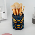 Leather Pen Holder for Desk, Bee Pencil Cup Pen Organizer Makeup Brush Holder - Image 6