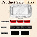 6 Packs Silver Serving Trays, 13.8" x 8.7" Bow Floral Engraved Mirror - Image 2