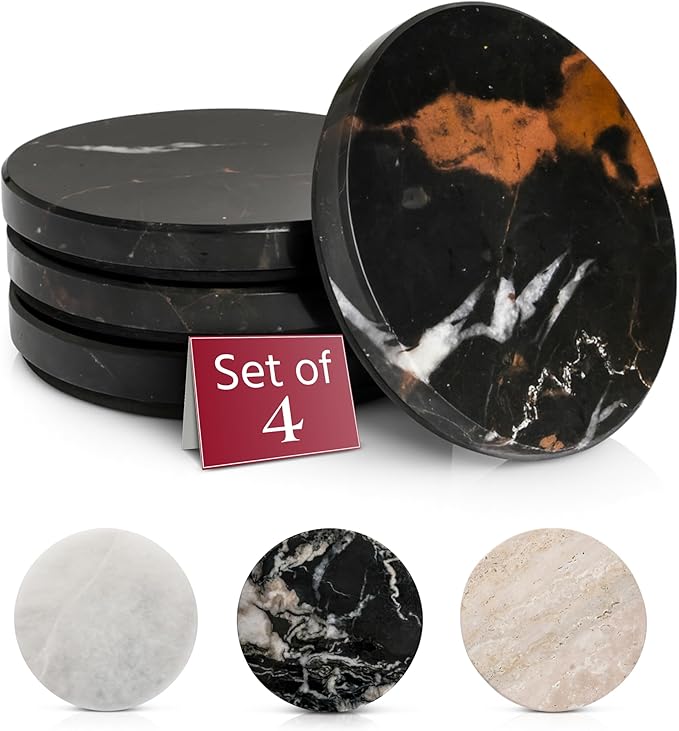 Gusto Nostro Black Marble Coasters Set of 4 by GustoNostro