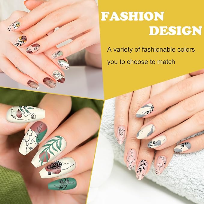 Whaline 6Pcs Abstract Lady Face Nail Plates Stamping Set Boho Plant Stamp Templates Nail Art Plates for DIY Print Manicure Salon Design Gift Supplies