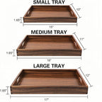 Acacia Wood Tray Set of 3, Stackable Serving Trays - Image 3