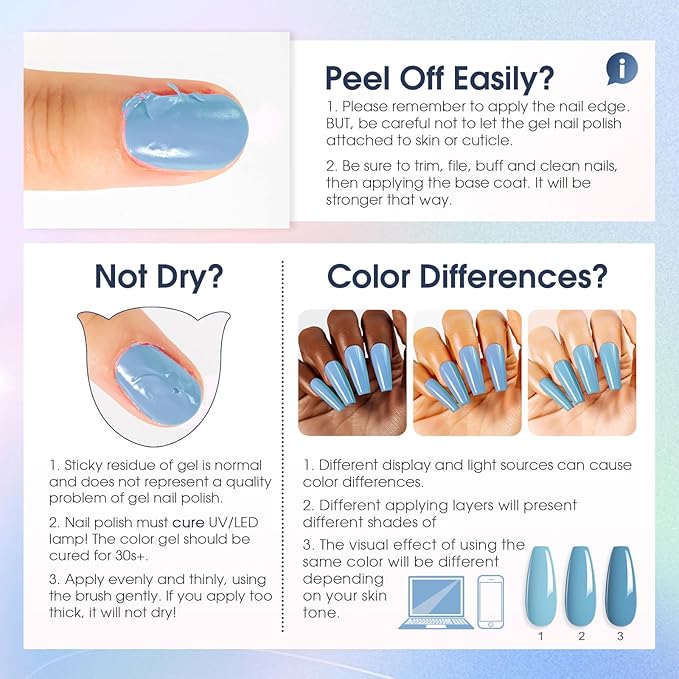 ROSALIND Blue Gel Nail Polish Set, 12 Colors Blue Shades Gel Polish Soak Off Aquarius Winter Gel Polish Set for Nail Art Gift