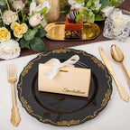 DaYammi 60PCS Black and Gold Plastic Plates, Heavy Duty Black and Gold - Image 2